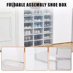 Lot de 18 grandes boîtes à chaussures pliables, organisateurs de rangement de chaussures en plastique empilables pour placard, conteneurs à baskets transparents avec couvercle à charnière