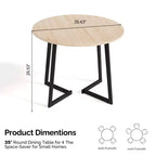 Karl Home 36''Modern Round Dining Table with Stable Cross Leg Base for Small Spaces and Kitchen