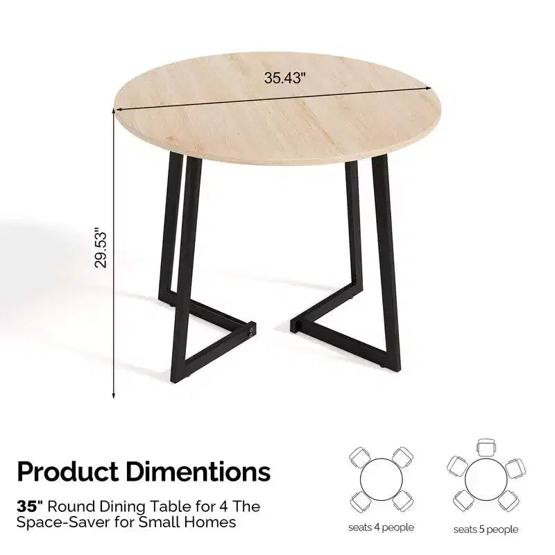 Karl Home 36''Modern Round Dining Table with Stable Cross Leg Base for Small Spaces and Kitchen