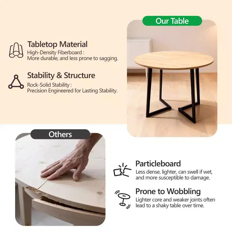 Karl Home 36''Modern Round Dining Table with Stable Cross Leg Base for Small Spaces and Kitchen
