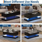 Acekool Lift Top Coffee Table with Storage, 47 High Gloss Adjustable Table for Living Room & Home Office