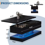 Acekool Lift Top Coffee Table with Storage, 47 High Gloss Adjustable Table for Living Room & Home Office