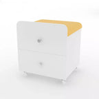 Modern Vanity Stool with Storage Drawer, 17.3 PU Leather Ottoman with Lockable Wheels, Multifunctional Makeup Chair for Bedroom & Living Room
