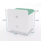 Modern Vanity Stool with Storage Drawer, 17.3 PU Leather Ottoman with Lockable Wheels, Multifunctional Makeup Chair for Bedroom & Living Room