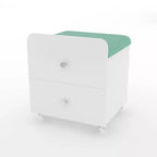 Modern Vanity Stool with Storage Drawer, 17.3 PU Leather Ottoman with Lockable Wheels, Multifunctional Makeup Chair for Bedroom & Living Room