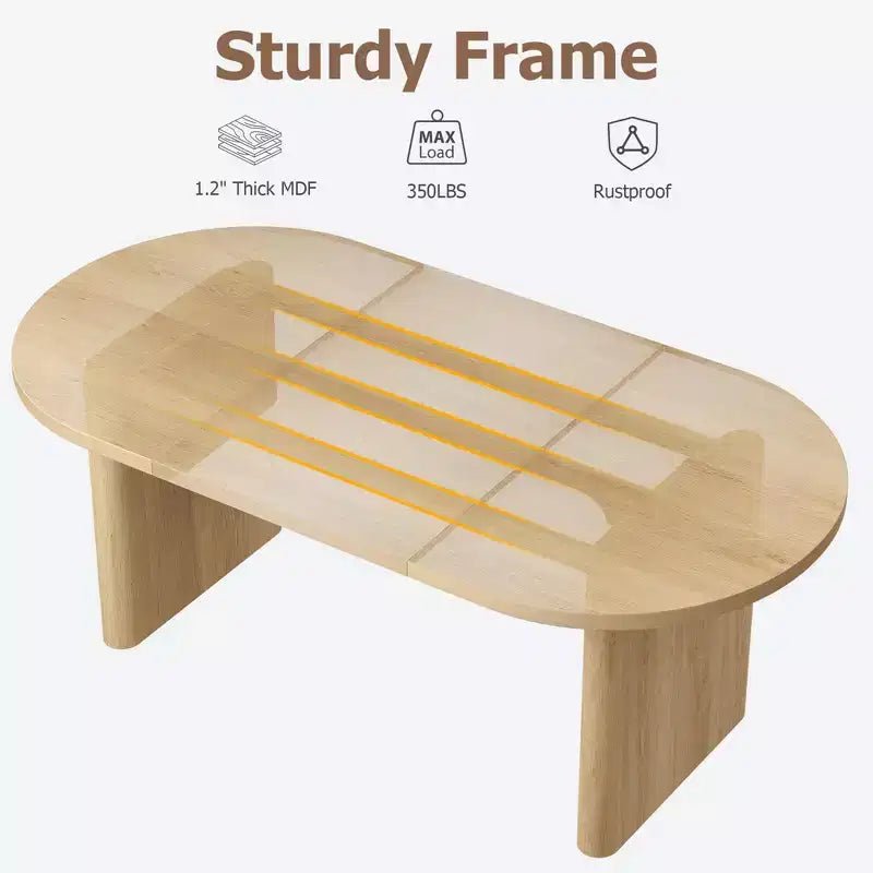 62.99 Inch Oval Dining Table for 4-6 Farmhouse Dining Table with Double Pedestal Base Wooden Kitchen Table for Dining Room Living Room, Wood Color