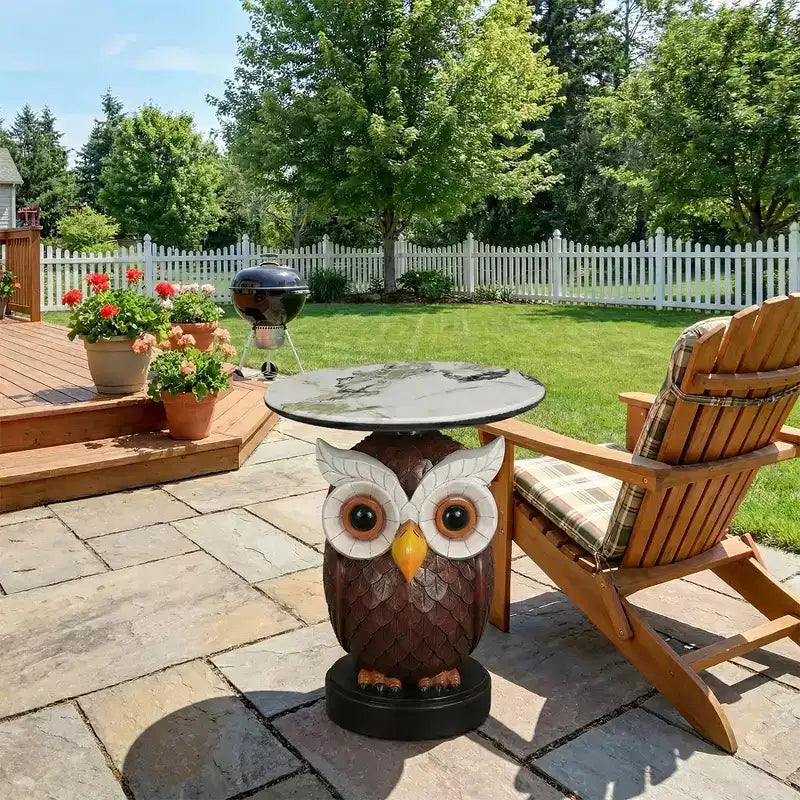Zeus & Ruta Owl Accent Table, Animal Statue End Table for Living Room Decoration