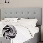 Bed Frame with 4 Storage Drawers and Adjustable Headboard, Faux Leather Upholstered Platform, Button Tufted, Strong Wooden Slats, No Box Spring Needed