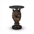 Wolf Head Accent Table, Animal Statue End Table for Living Room Home Decor