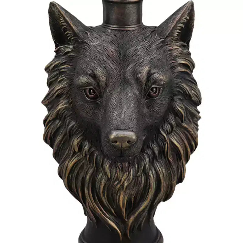 Wolf Head Accent Table, Animal Statue End Table for Living Room Home Decor