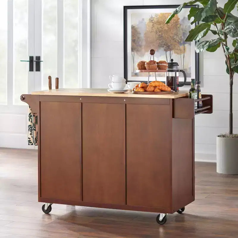 Buylateral Cottage Country Wood Top Kitchen Cart