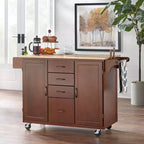 Buylateral Cottage Country Wood Top Kitchen Cart