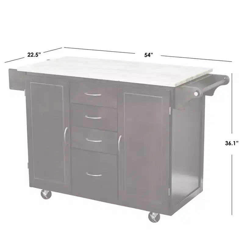 Buylateral Cottage Country Wood Top Kitchen Cart