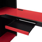 Luxystar Full Loft Bed With Lighted Computer Desk, Keyboard Tray, Storage Shelves and Blackout Curtain