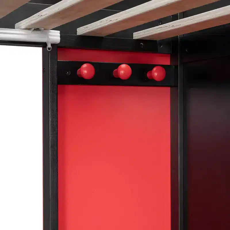 Luxystar Full Loft Bed With Lighted Computer Desk, Keyboard Tray, Storage Shelves and Blackout Curtain