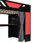 Luxystar Full Loft Bed With Lighted Computer Desk, Keyboard Tray, Storage Shelves and Blackout Curtain
