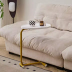Set of 2 White C-Shaped End Tables, Slim Side Tables for Couch and Bed, Space-Saving Design for Small Spaces