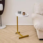 Set of 2 White C-Shaped End Tables, Slim Side Tables for Couch and Bed, Space-Saving Design for Small Spaces