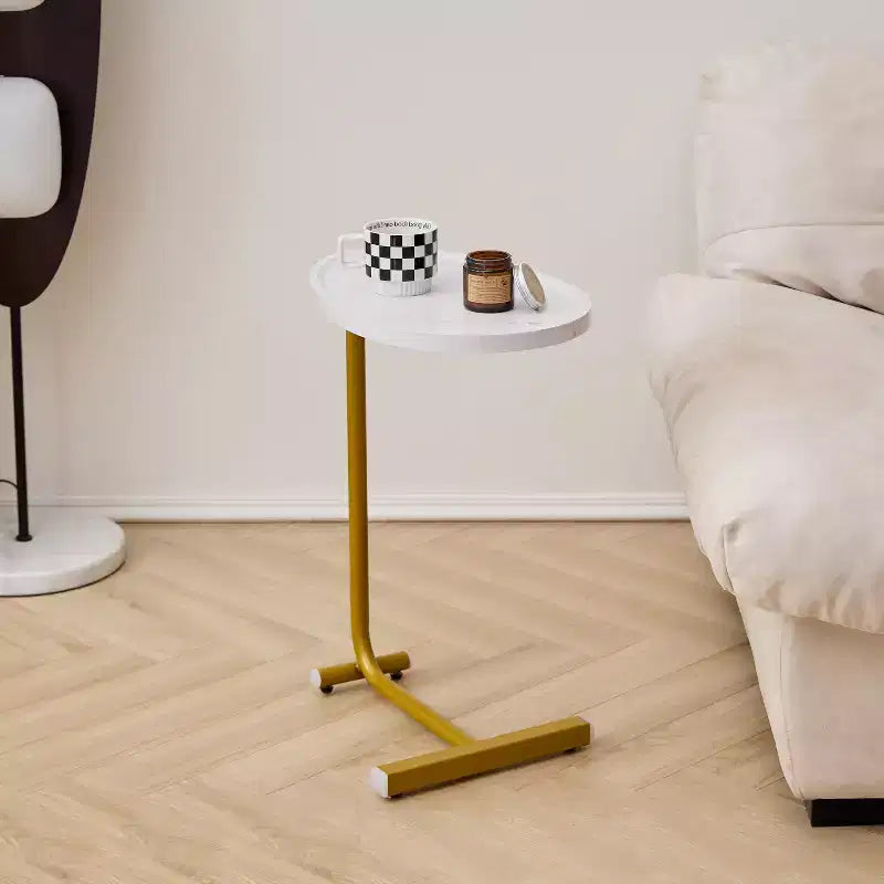 Set of 2 White C-Shaped End Tables, Slim Side Tables for Couch and Bed, Space-Saving Design for Small Spaces