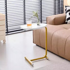 Set of 2 White C-Shaped End Tables, Slim Side Tables for Couch and Bed, Space-Saving Design for Small Spaces