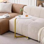 Set of 2 White C-Shaped End Tables, Slim Side Tables for Couch and Bed, Space-Saving Design for Small Spaces
