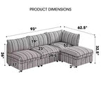 GDFStudio Jeju Modular Upholstered Storage 60'' Loveseat with Two Ottomans