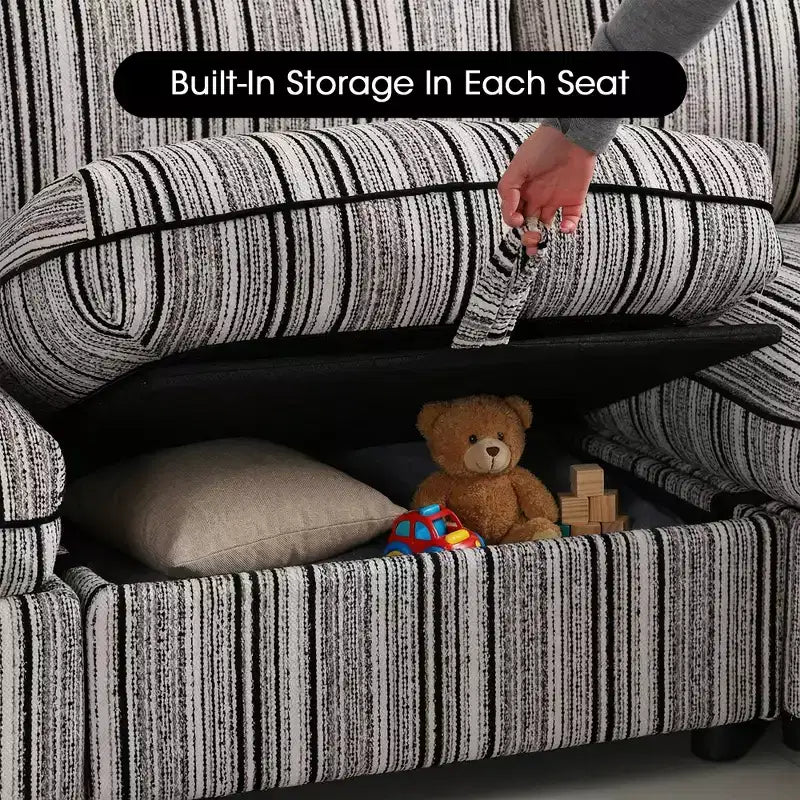 GDFStudio Jeju Modular Upholstered Storage 60'' Loveseat with Two Ottomans