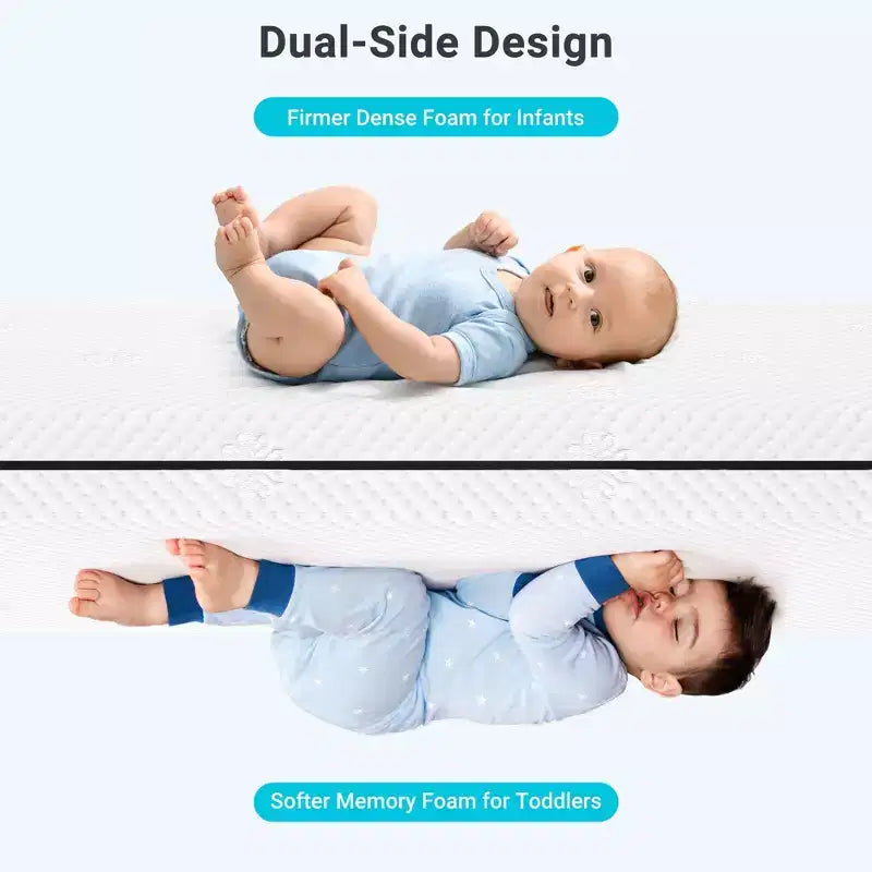 Serweet Baby 2-Stage Crib and Toddler Mattress with Cooling Gel Memory Foam, Washable Cover, Breathable Design, Skin Friendly