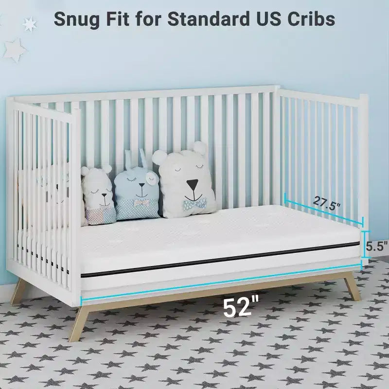 Serweet Baby 2-Stage Crib and Toddler Mattress with Cooling Gel Memory Foam, Washable Cover, Breathable Design, Skin Friendly