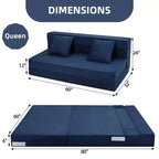 Folding Sofa Bed, Foldable Couch Bed with Pillow, Convertible Sleeper Chair Folding Sofa Mattress, Futon Floor Couch with Memory Foam Washable Cover
