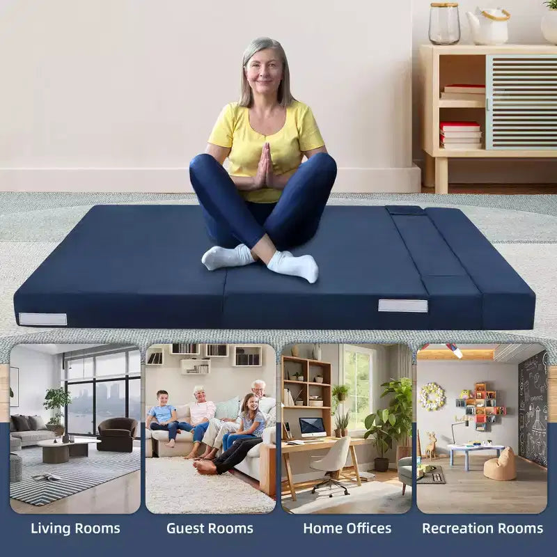 Folding Sofa Bed, Foldable Couch Bed with Pillow, Convertible Sleeper Chair Folding Sofa Mattress, Futon Floor Couch with Memory Foam Washable Cover