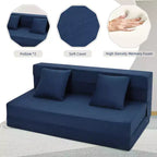 Folding Sofa Bed, Foldable Couch Bed with Pillow, Convertible Sleeper Chair Folding Sofa Mattress, Futon Floor Couch with Memory Foam Washable Cover