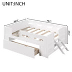 GDFStudio Martin Wood Platform Bed with Guardrail and Drawer