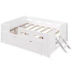GDFStudio Martin Wood Platform Bed with Guardrail and Drawer