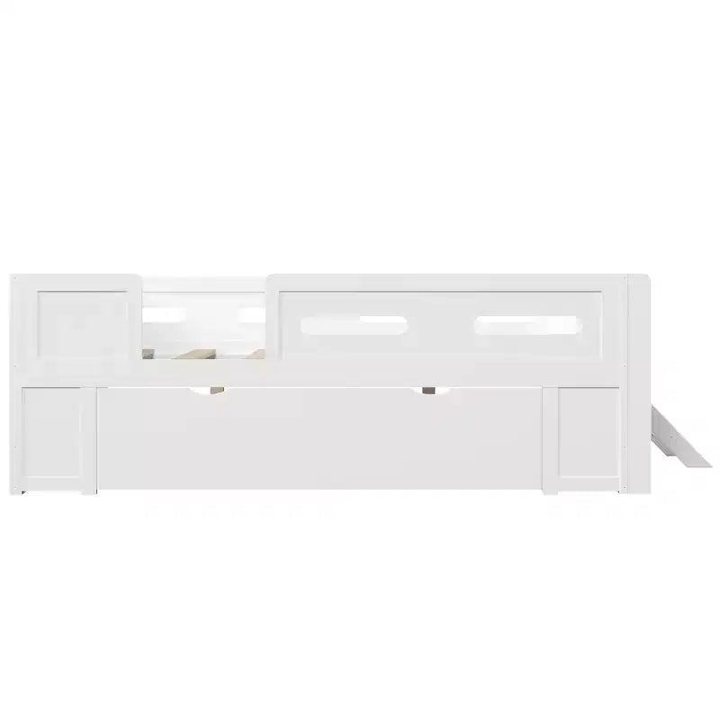 GDFStudio Martin Wood Platform Bed with Guardrail and Drawer