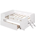 GDFStudio Martin Wood Platform Bed with Guardrail and Drawer