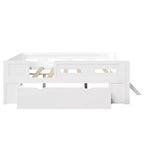 GDFStudio Martin Wood Platform Bed with Guardrail and Drawer