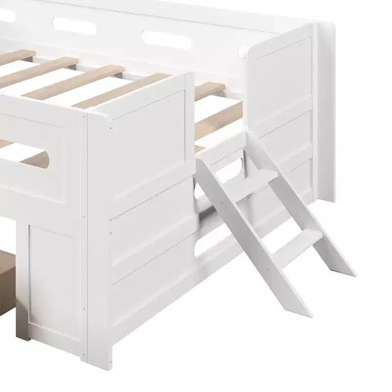 GDFStudio Martin Wood Platform Bed with Guardrail and Drawer
