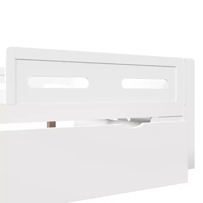 GDFStudio Martin Wood Platform Bed with Guardrail and Drawer