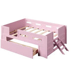 GDFStudio Martin Wood Platform Bed with Guardrail and Drawer