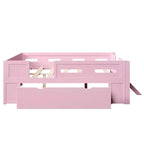 GDFStudio Martin Wood Platform Bed with Guardrail and Drawer