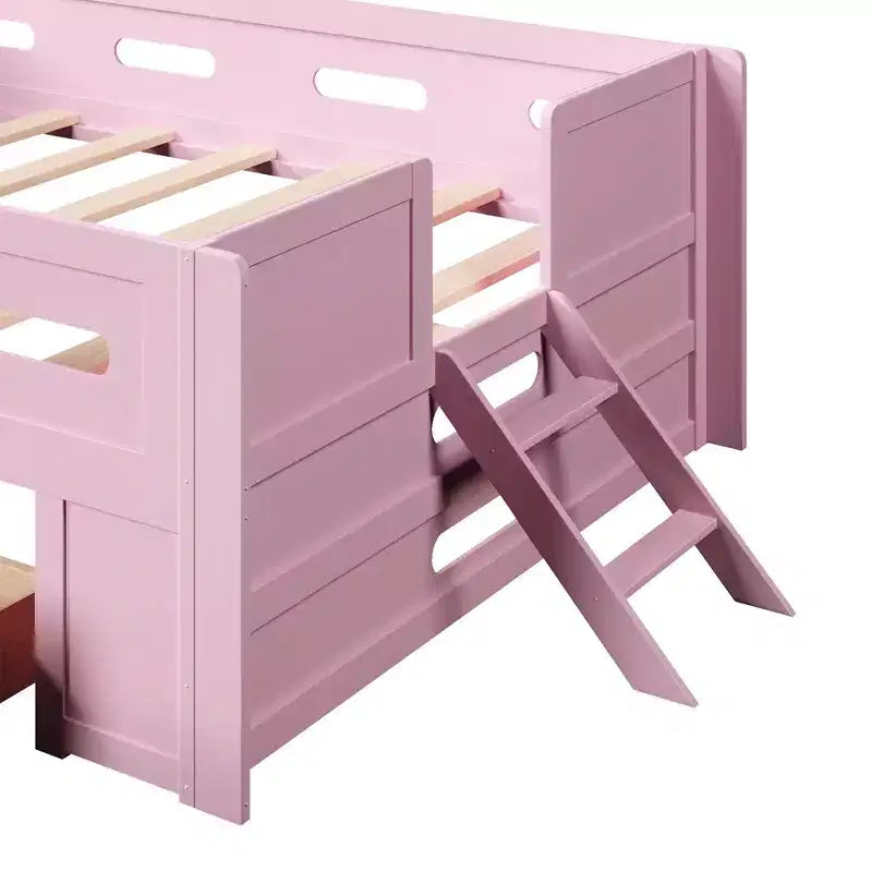 GDFStudio Martin Wood Platform Bed with Guardrail and Drawer