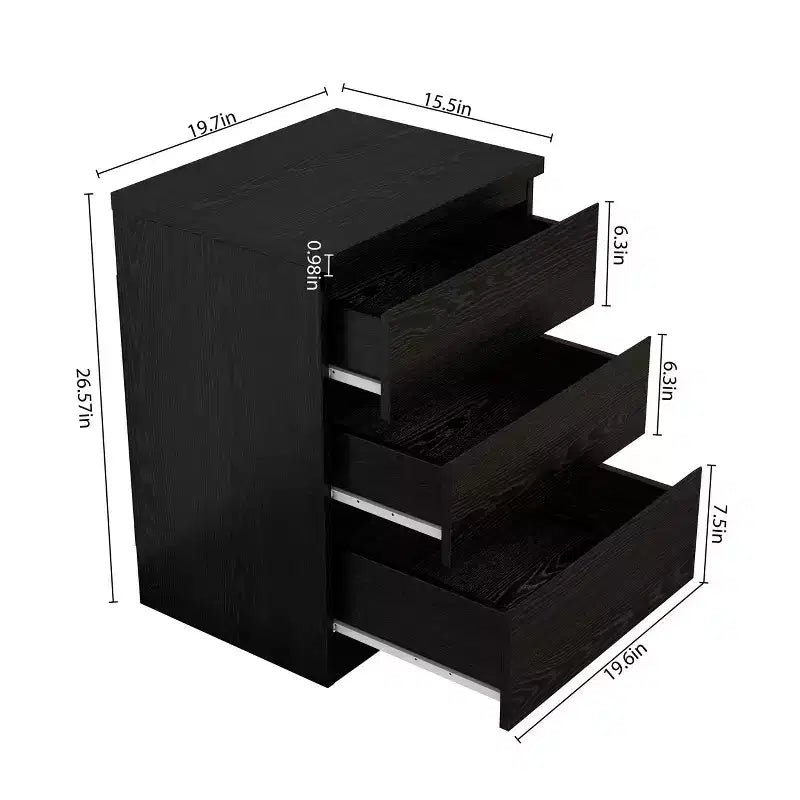Stylish Functional 3 Drawer Nightstand for Bedroom Living Room