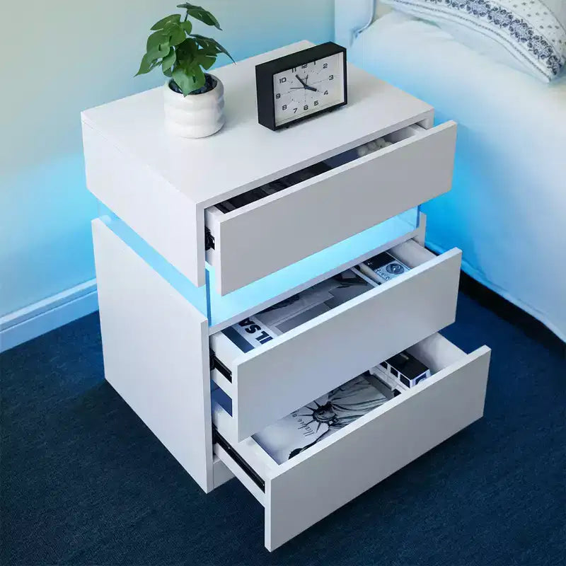 LED LED Lighted 3 Drawer Nightstand for Bedroom Living Room