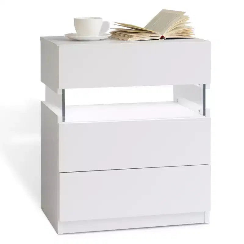 LED LED Lighted 3 Drawer Nightstand for Bedroom Living Room