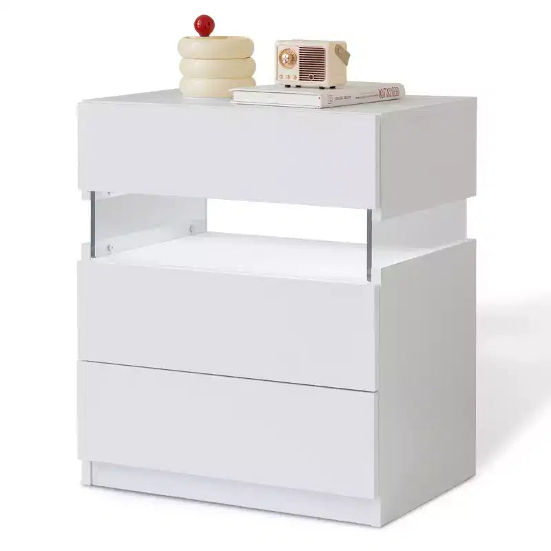 LED LED Lighted 3 Drawer Nightstand for Bedroom Living Room