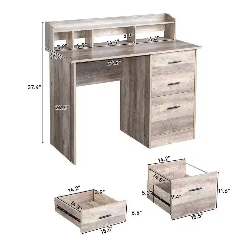 Karlhome 43in Computer Desk with 3 Drawers