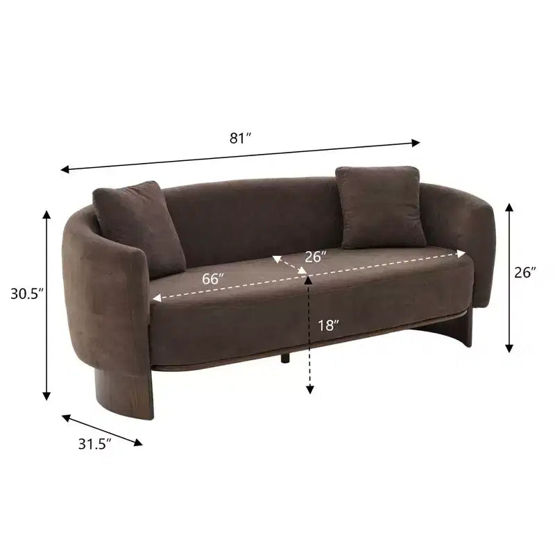 GDFStudio Kyro 81'' Modern Boucle Upholstered 3-Seater Sofa with Wooden Base and Pillows
