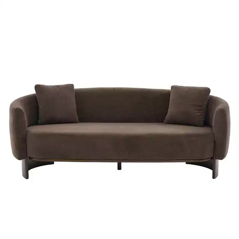 GDFStudio Kyro 81'' Modern Boucle Upholstered 3-Seater Sofa with Wooden Base and Pillows