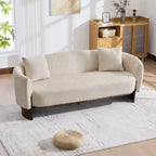 GDFStudio Kyro 81'' Modern Boucle Upholstered 3-Seater Sofa with Wooden Base and Pillows